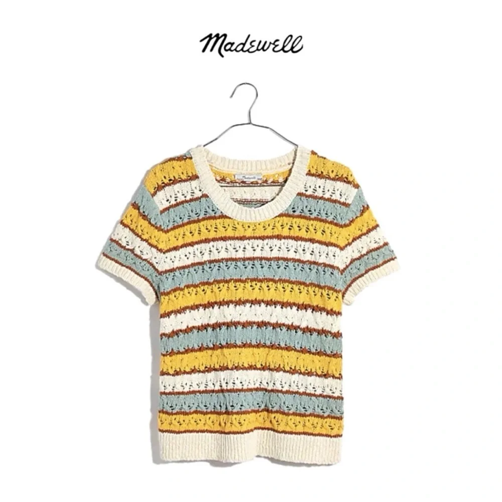 NWT Madewell Chunky Striped Short Sleeve Sweater Tee - Picture 10 of 10